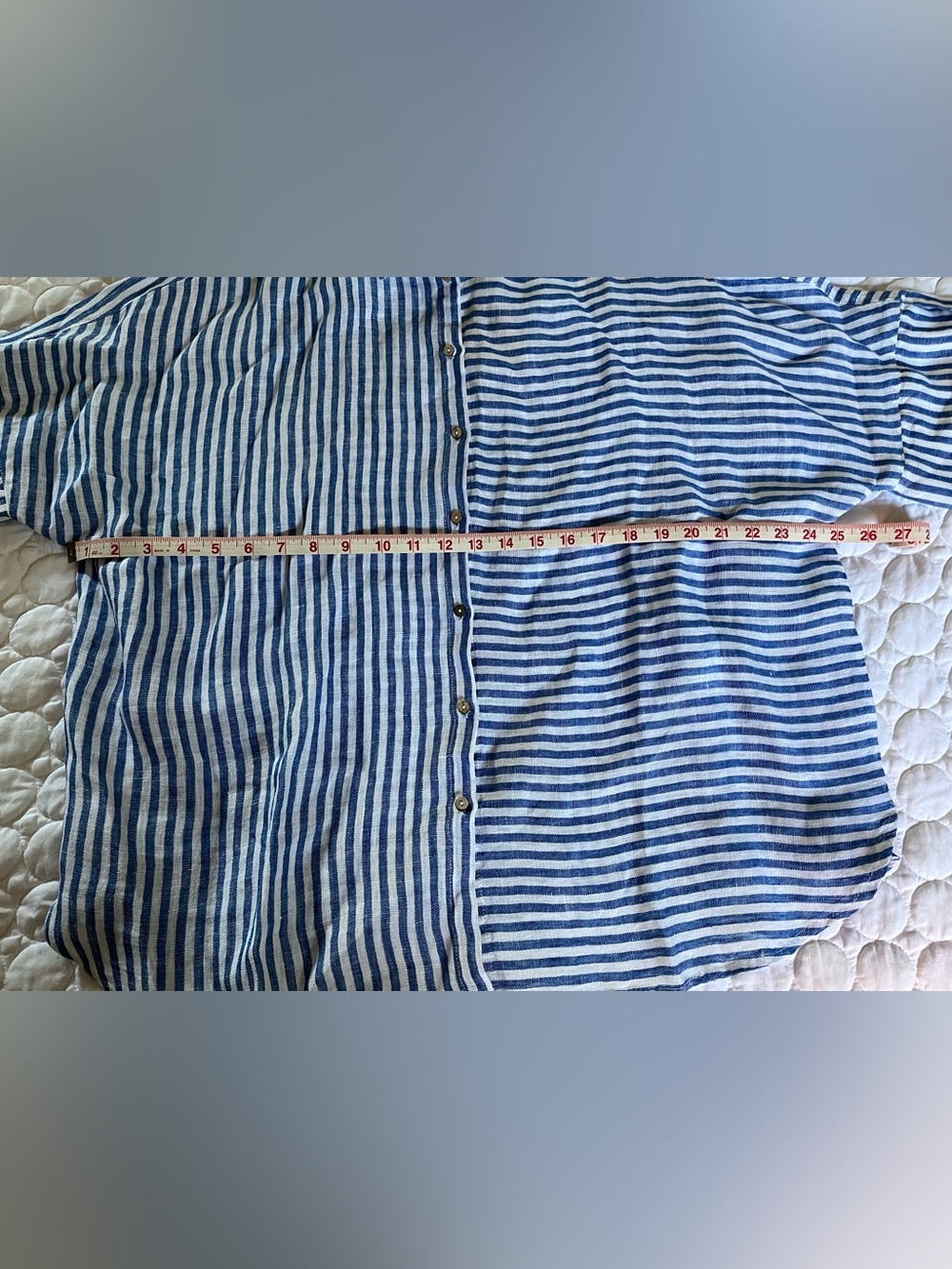 Magic Linen L/XL Cobalt Blue Oversized Striped Linen Shirt - Picture 3 of 11